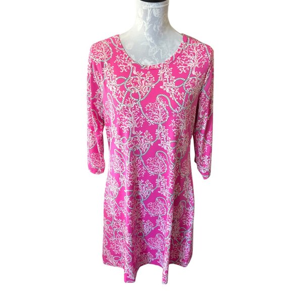 Lulu-B Dresses & Skirts - Lulu-B Womens Dress Pink Athletic Golf UPF 50+ Long Sleeve Coral Print Medium